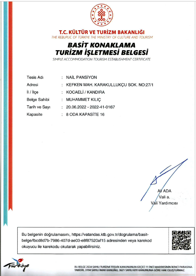 İŞLETME RUHSATI VE TURİZM İŞLETME BELGEMİZ